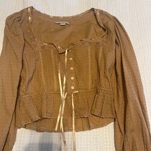 American Eagle Tan Long Sleeve Blouse
